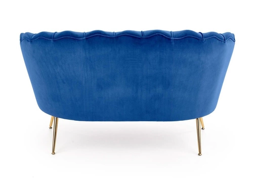 Sofa dwuosobowa welurowa Florencja granatowa glamour do salonu na złotych nogach Intesi