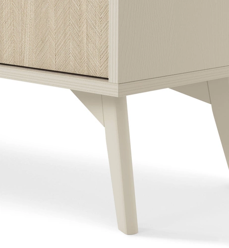 Szafka RTV drewniana Sage 160 cm stojąca do salonu w stylu boho glamour z jodełką
