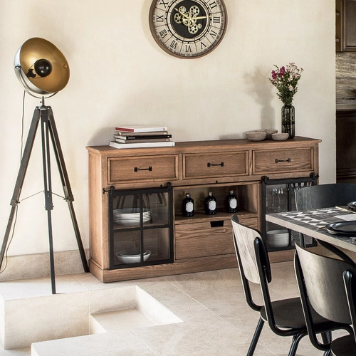 Komoda z szufladami Danik 160 cm industrialna z szybą do salonu rustykalna Atmosphera