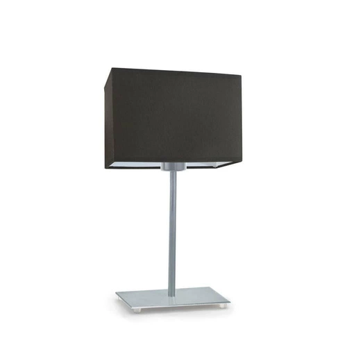 Lampka nocna AMALFI nowoczesna z abażurem brązowym i srebrną podstawą do sypialni LYSNE