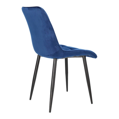 Krzesło do jadalni Plaid Intesi tapicerowane welurowe granatowe nowoczesne czarne nogi