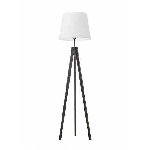 Lampa podłogowa drewniana trójnóg ARUBA Lysne biała z abażurem do salonu 149 cm