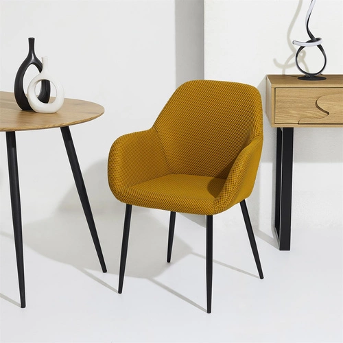 Krzesło tapicerowane Lavia Intesi żółte z podłokietnikami do jadalni i salonu nowoczesne