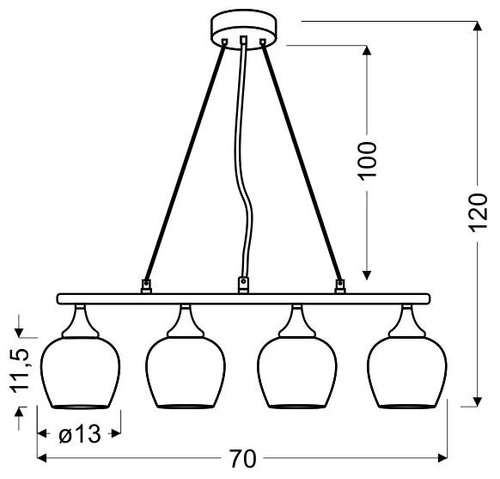 Lampa wisząca Sirius 4x60W E27 chrom 3d
