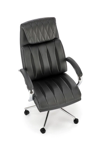 Fotel biurowy ergonomiczny obrotowy Lacour PU czarny z podłokietnikami do biura Intesi