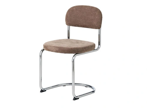 Krzesło tapicerowane Griffin do jadalni na płozach taupe chrom
