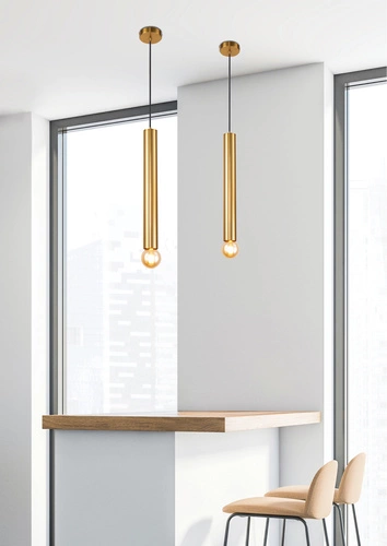 Lampa wisząca Austin złota tuba 50 cm do salonu i nad stół nowoczesna Ledea