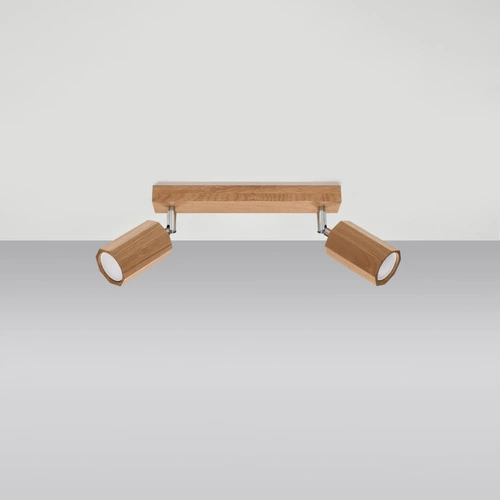 Plafon sufitowy drewniany ZEKE 2 dąb nowoczesny do salonu, kuchni lub sypialni Sollux