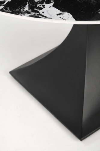 Stół okrągły do jadalni Gives czarny marmur 120 cm nowoczesny na jednej nodze Intesi