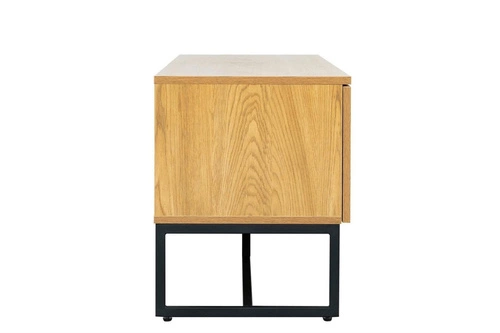 Szafka RTV Capri 150 cm rattanowa stojąca boho z metalową podstawą do salonu naturalna