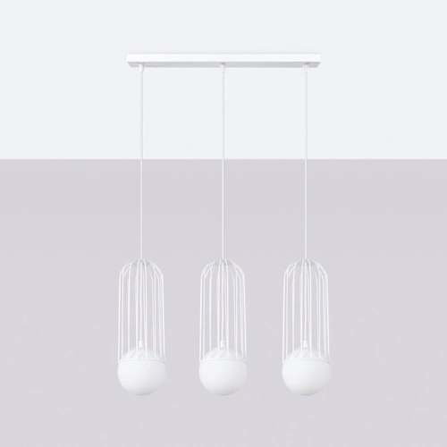 BRINA 3L nowoczesna biała lampa wisząca do salonu i jadalni potrójna SOLLUX