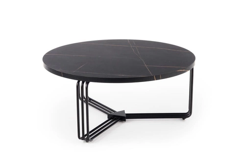 Stolik kawowy Lintica okrągły 80 cm czarny marmur nowoczesny loft do salonu Intesi