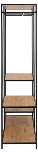 Nowoczesny stojący wieszak na ubrania z półkami Seaford dąb czarny do przedpokoju Actona
