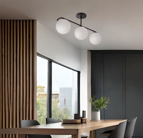 Lampa sufitowa AMADEO czarna szklana 3-punktowa do salonu i jadalni CANDELLUX