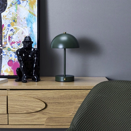 Lampka nocna LED bezprzewodowa Funghi zielona metalowa do sypialni z akumulatorem