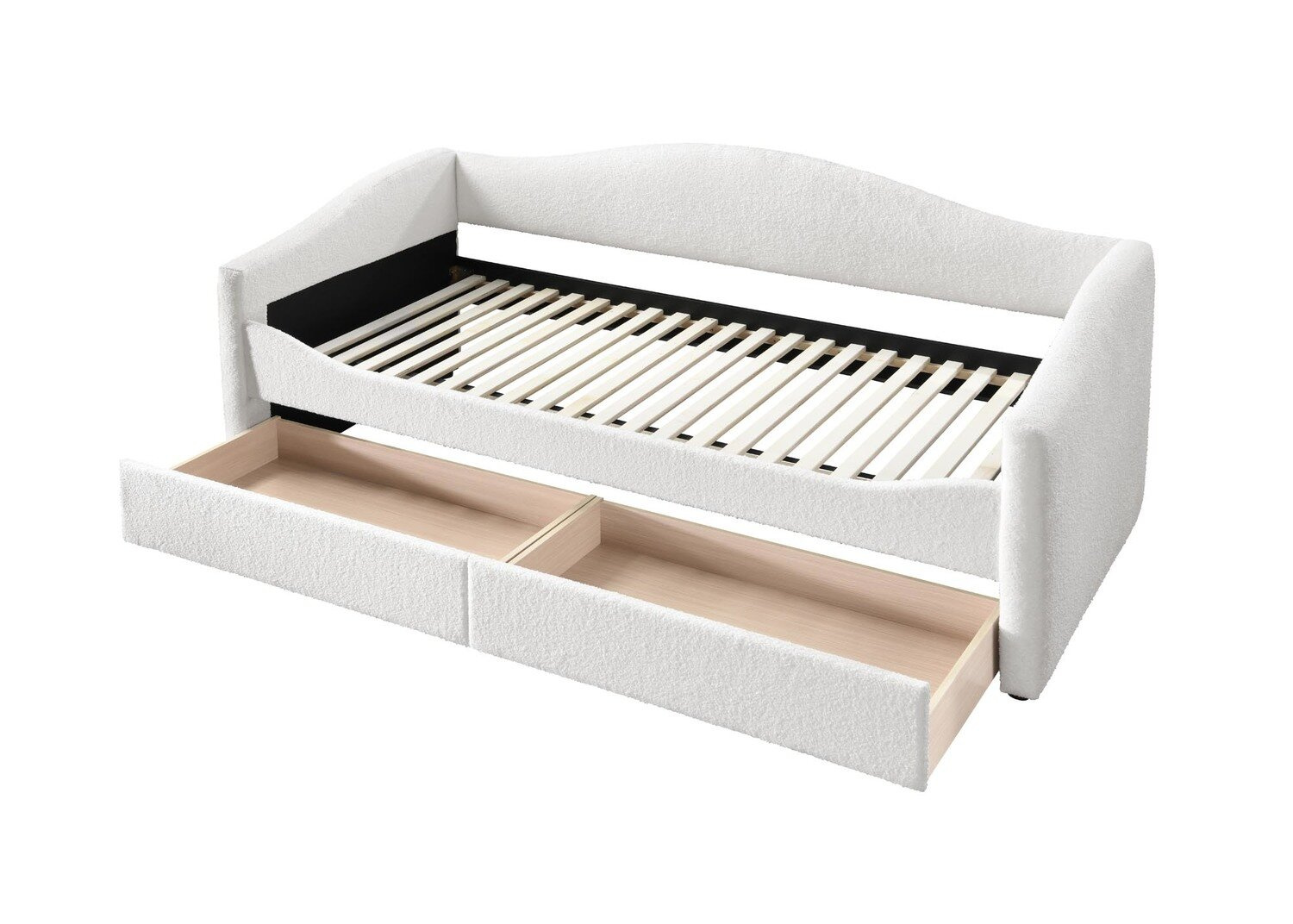 Łóżko młodzieżowe tapicerowane Elbert 90x200 kremowe z szufladami do pokoju