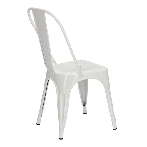 Krzesło metalowe Paris białe inspirowane Tolix do jadalni i kuchni nowoczesne D2.DESIGN