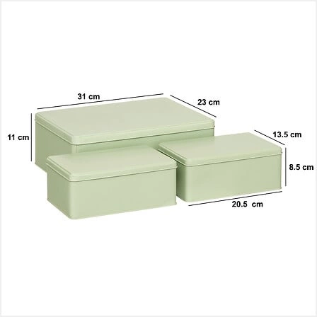 Zestaw 3 pudełek Deskolor zielone, metalowe