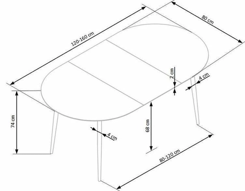 Stół rozkładany do jadalni Lora nowoczesny dąb złoty czarne nogi 120-160 cm Intesi