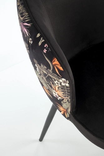 Krzesło do jadalni Sarah arm Intesi czarne tapicerowane welur z podłokietnikami nowoczesne