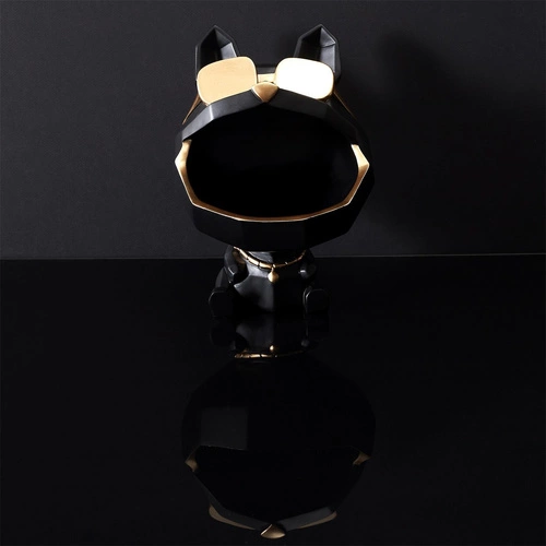 Figurka dekoracyjna organizer pies w okularach czarny Intesi glamour do salonu 23,5 cm