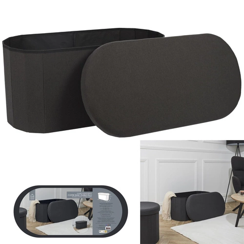 Ławka tapicerowana Olaf antracytowa ze schowkiem składana do przedpokoju i sypialni Intesi