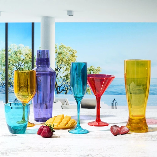 Intesi Sky czerwony kieliszek do szampana z tworzywa sztucznego 130 ml, do mycia w zmywarce