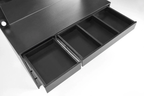 Toaletka z lustrem LED Sybilla XL czarna nowoczesna do makijażu z szufladami do sypialni