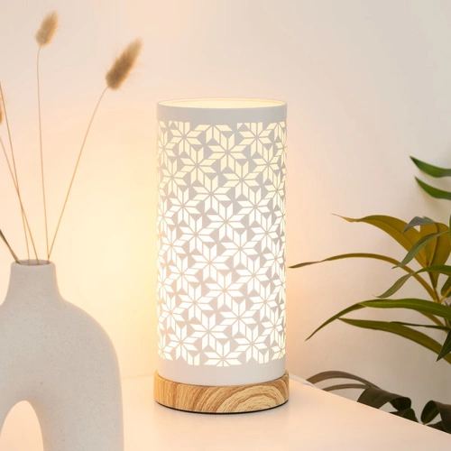 Lampka nocna do sypialni dotykowa biała z motywem kwiatowym Lamby Atmosphera nowoczesna