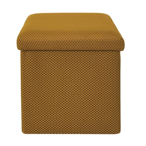 Pufa ze schowkiem Intesi Vels Atom żółta kwadratowa nowoczesna do przedpokoju i pokoju dziecięcego