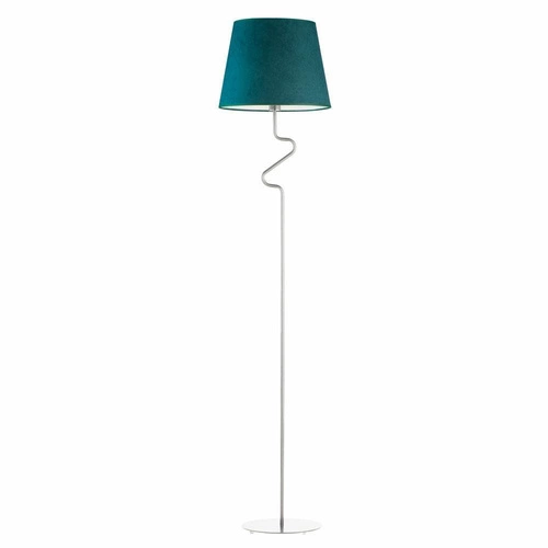 Lampa stojąca do salonu FOGO zielona nowoczesna glamour z welurowym abażurem Lysne 174 cm