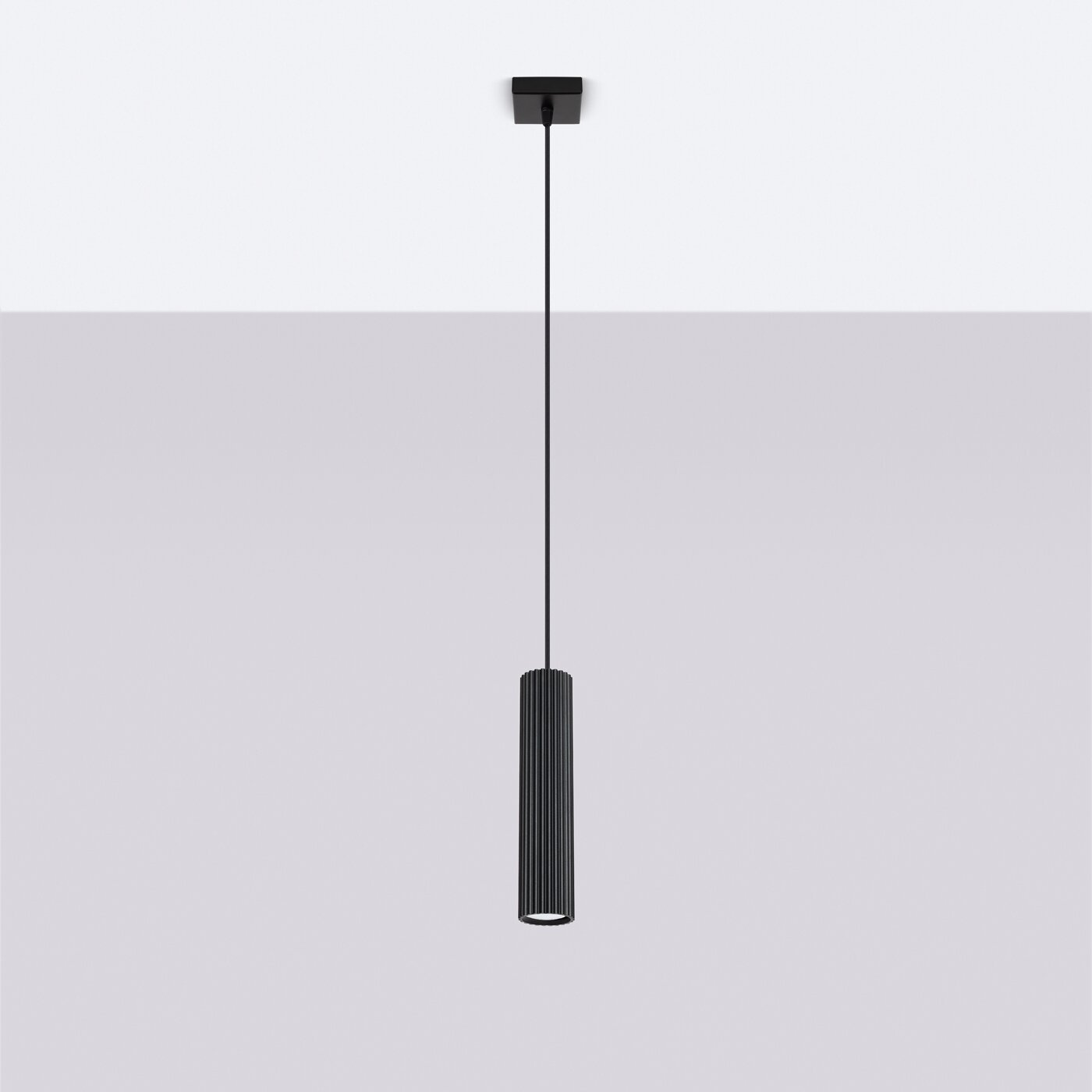 Lampa wisząca KARBON 1 czarna regulowana do salonu nowoczesna aluminiowa nad stół