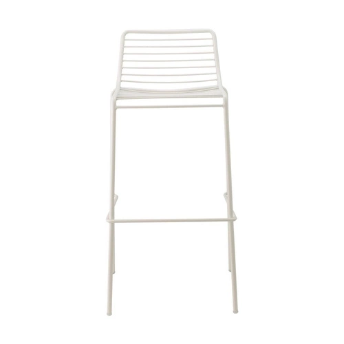 Hoker metalowy Summer biały z oparciem do kuchni i na wyspę nowoczesny 75 cm sztaplowany SCAB Design