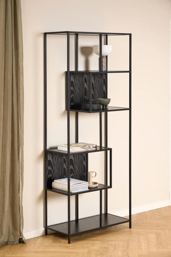 Regał metalowy Seaford II loftowy czarny na książki 77 cm Actona