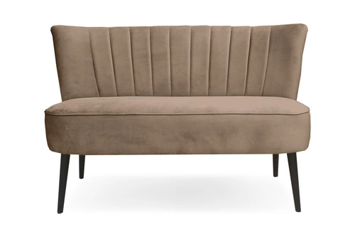 Sofa Sally beżowa tapicerowana nowoczesna dwuosobowa do salonu na wysokich nogach