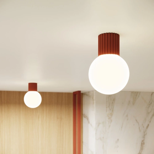 Plafon sufitowy nowoczesny HALO ochra czerwona IP44 okrągły do salonu i sypialni SOLLUX