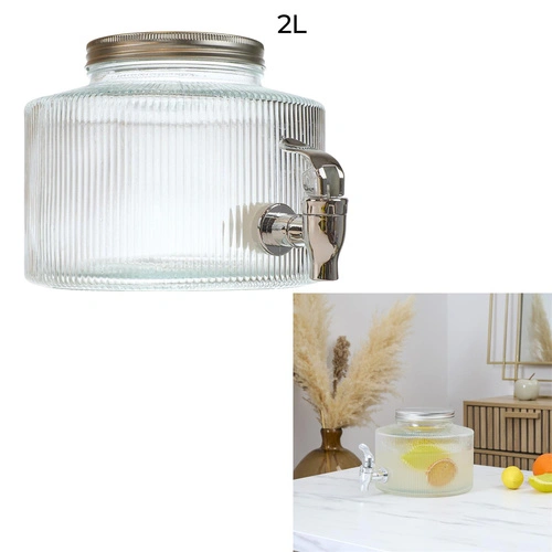 Szklany słój do napojów z kranikiem Colar 2L Intesi na lemoniadę i wodę