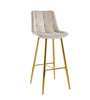 Hoker Poly High beżowy welurowy z oparciem na złotych nogach do kuchni i jadalni Intesi