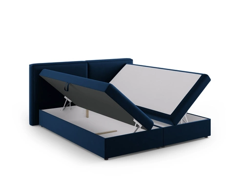 Łóżko tapicerowane Jodie 140x200 welurowe z pojemnikiem do sypialni niebieskie