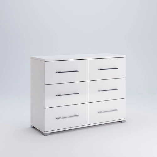 Komoda Flory biała połysk 108 cm nowoczesna z szufladami do salonu i sypialni