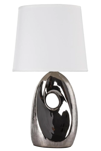 Lampa stołowa Hierro glamour srebrna z abażurem do sypialni i salonu CANDELLUX LIGHTING