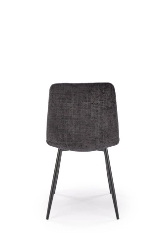 Krzesło tapicerowane Pilew czarne do jadalni i salonu nowoczesne pikowane na metalowych nogach