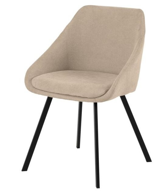 Krzesło tapicerowane Nils Actona do jadalni beżowe nowoczesne kubełkowe na czarnych nogach