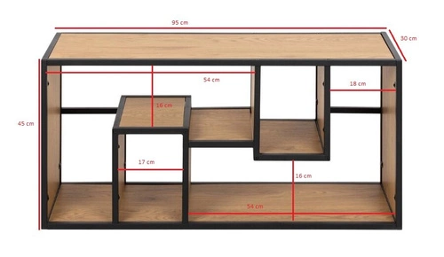 Nowoczesna półka ścienna na książki Seaford III dąb/czarny loftowa 95 cm Actona