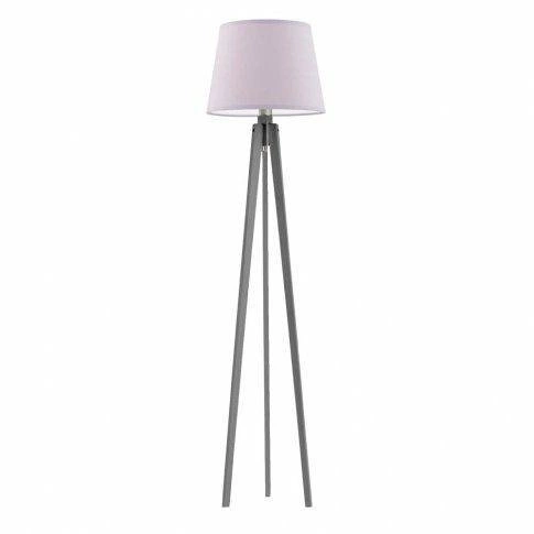 Lampa podłogowa stojąca do salonu Curacao nowoczesna drewniana z abażurem fioletowa Lysne 158 cm