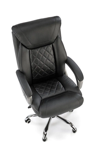 Fotel biurowy ergonomiczny Einar czarny skórzany obrotowy z podłokietnikami TILT do biura