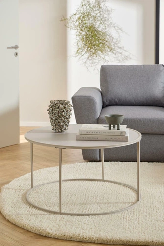 Seaford stolik kawowy okrągły szary nowoczesny metalowy 80 cm