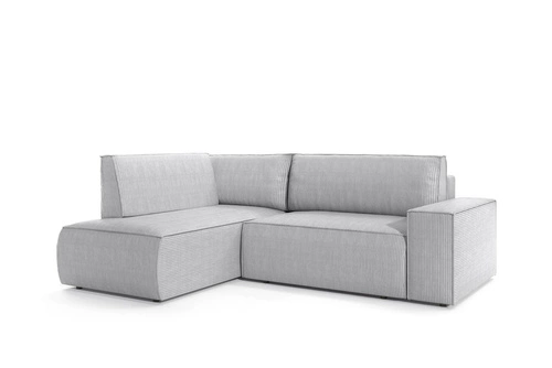 Narożnik sztruksowy z funkcją spania Molde L lewy szary do salonu nowoczesny Intesi
