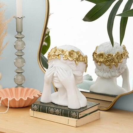 Figurka dekoracyjna głowa kobiety Atmosphera biała glamour do salonu lub na prezent 22 cm