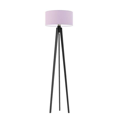 Lampa podłogowa trójnóg MIAMI Lysne glamour z abażurem fioletowym do salonu drewniana